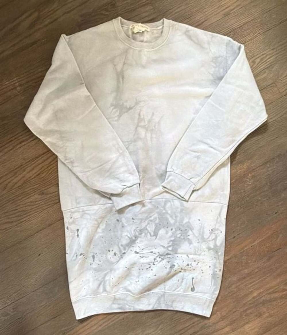 Free People X Tricia Fix Sweatshirt Dress Size S White Marble French Terry